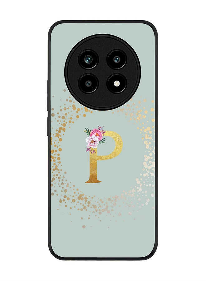 For Realme 13 Pro / 13 Pro+ Case,Slim fit Camera Protection, Shockproof Thin Phone cover  - Custom Monogram Floral - P  (Light Grey )